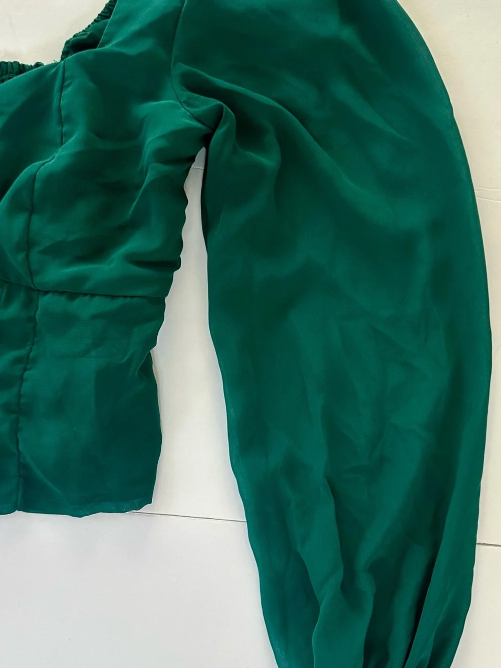 Abercrombie & Fitch Sweetheart Corset Top Sheer Puff Sleeves S Green Cottagecore
